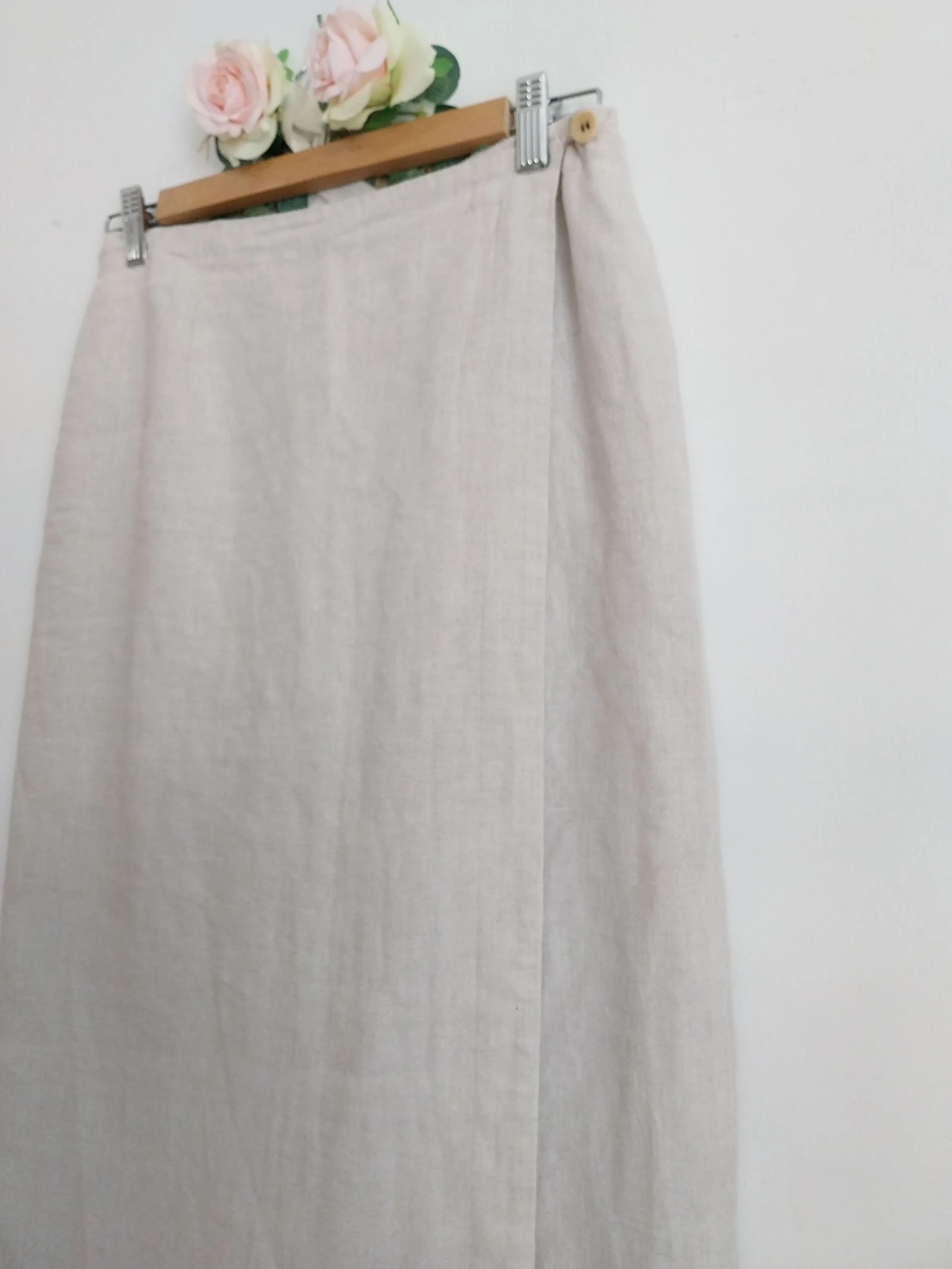 Falda larga estilo envolvente vintage de los años 80 en lino irlandés Talla 38 – photo 3